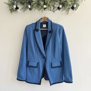 CAbi Scholarship Blazer in a blue and navy check pattern Medium KD style 6027